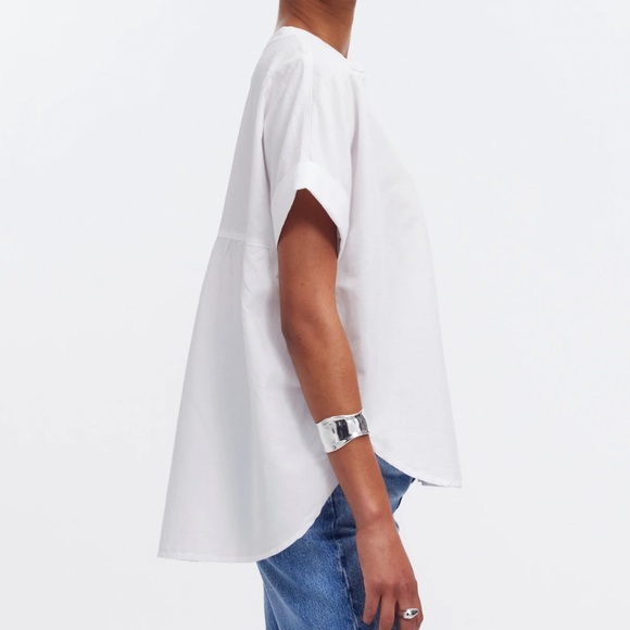 Lakeline Popover Shirttail Top High Low Short Sleeve NWT - Picture 2 of 13